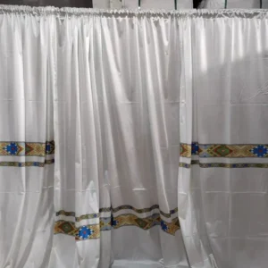 ZEMEN Ethiopian / Eritrean Traditional Luxury Jacquard Curtain With Rod Pocket and Tape With Backing (Ethiopian Design)) - Image 2