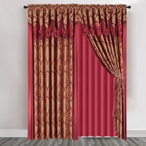 ZEMEN Jacquard-Volant Vorhang mit Stangentasche und Band mit Rückseite, ohne Perlen (6 x 2,5 m) - Image 6