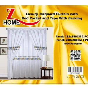 ZEMEN Ethiopian / Eritrean Traditional Luxury Jacquard Curtain With Rod Pocket and Tape With Backing (Ethiopian Design)) - Image 1