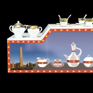 Large coffee table (gas) - Modern Habesha Rekebot Coffee Table Set - Large Table with Gas Stove Cabinet - Image 4