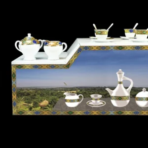 Large coffee table (gas) - Modern Habesha Rekebot Coffee Table Set - Large Table with Gas Stove Cabinet - Image 2