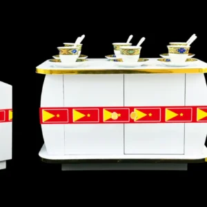 Small coffee table (electric) - Modern Habesha Rekebot Coffee Table Set - Small Table with Single Electric Stove Cabinet - Image 2