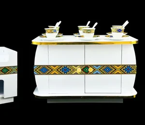 Small coffee table (gas) - Modern Habesha Rekebot Coffee Table Set - Small Table with Gas Stove Cabinet - div. Designs - Image 4